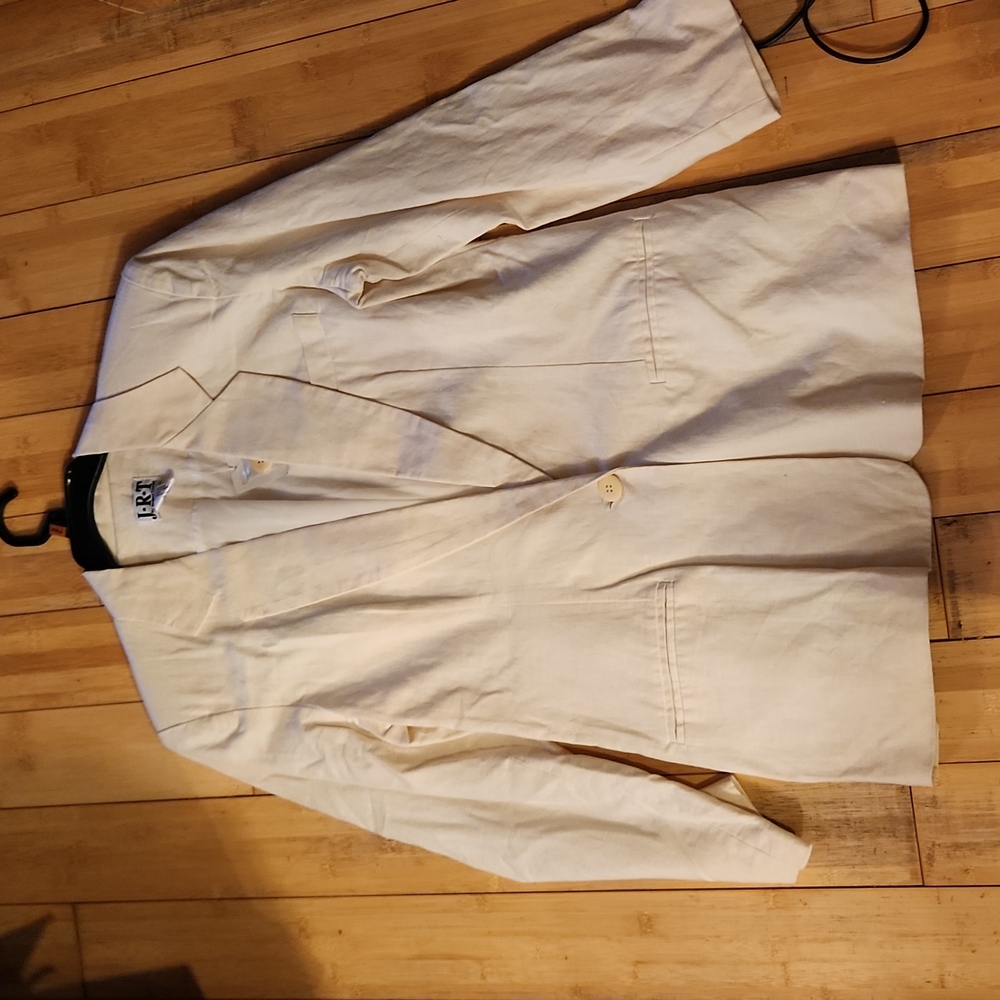 Linen, size 8, jacket, white.